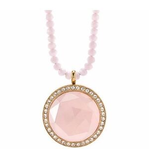 Origami Owl Pretty in Pink Hostess Exclusive-Rose Quartz Pendant & Chain NIB